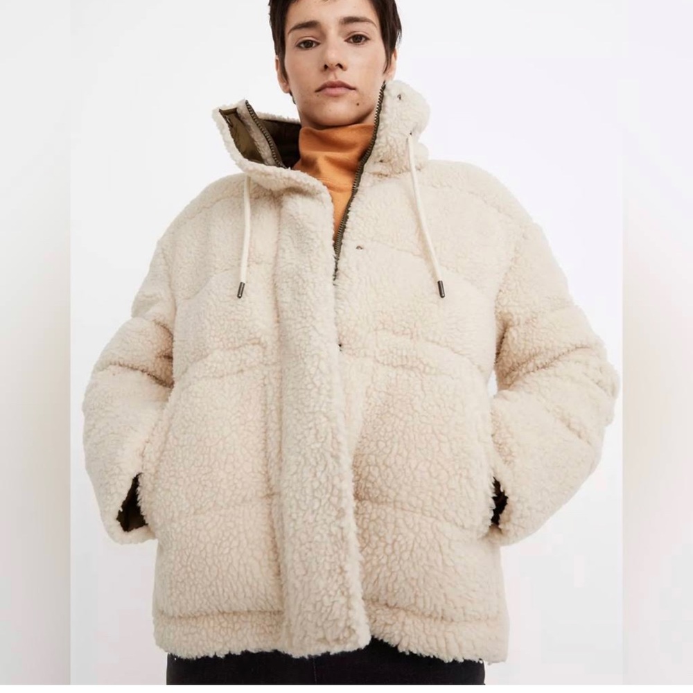 Madewell Sherpa Puffer jacket Large NWT